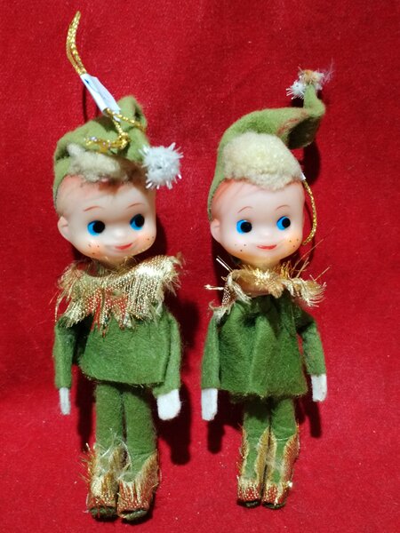 Pereche de Elfi vintage japonezi, decoratiune bradut