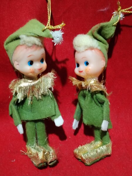 Pereche de Elfi vintage japonezi, decoratiune bradut