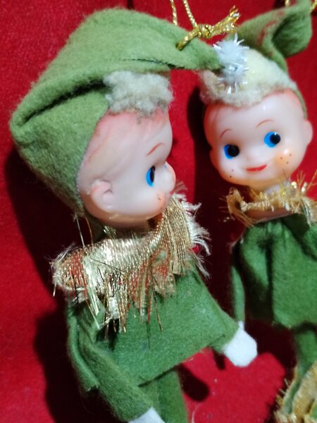 Pereche de Elfi vintage japonezi, decoratiune bradut